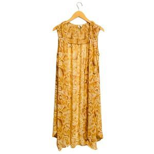 Large Yellow Animal Snakeskin Print Sleeveless Duster Open Cardigan High Slit